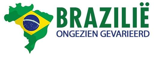 logo van Brazilië en landkaart in de kleuren van de vlag